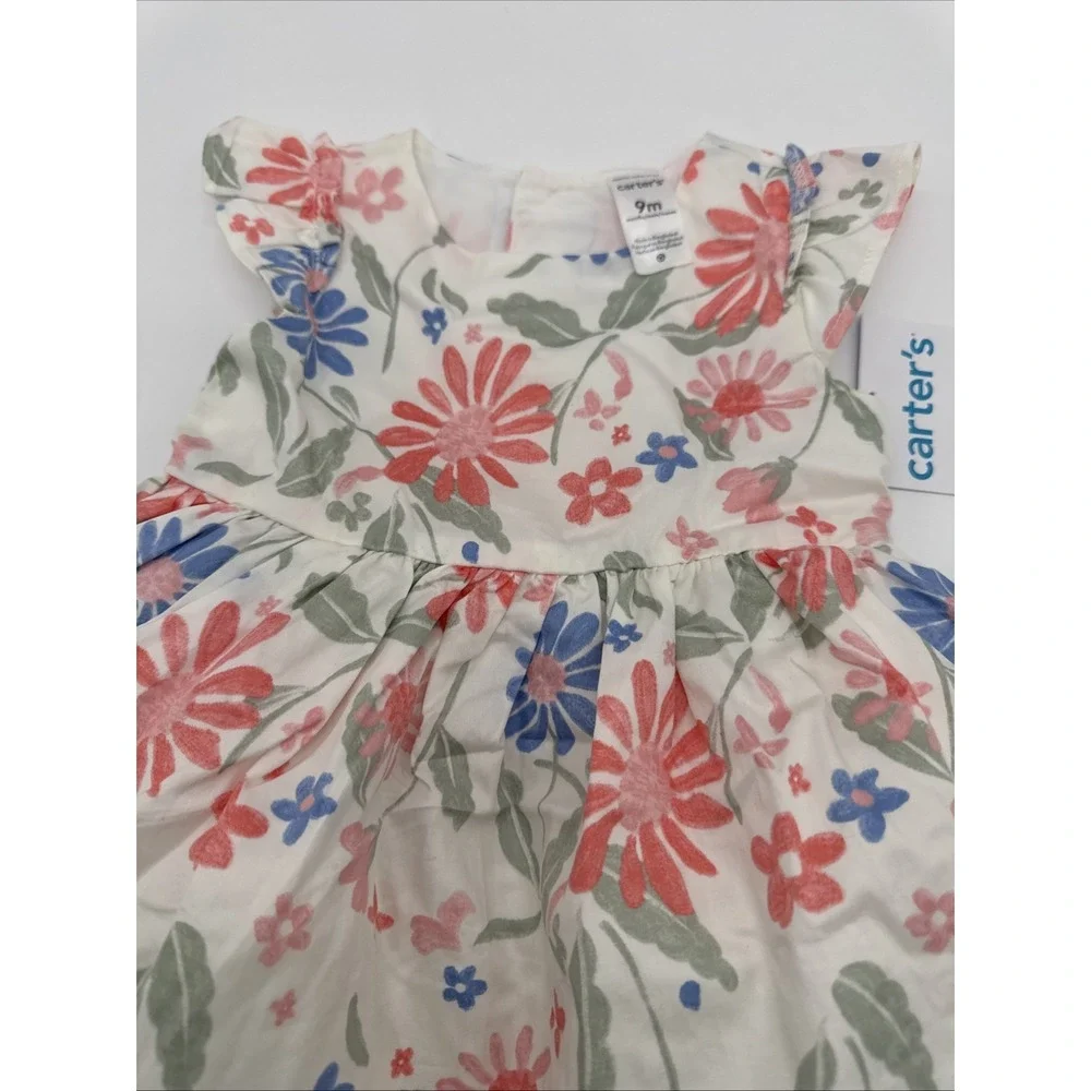 Carters Ivory With‎ Flowers 9 Month Baby Dress  Brand New